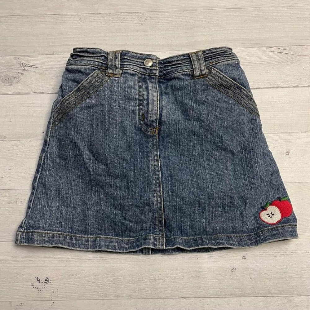 Gymboree girls apple denim skort 8